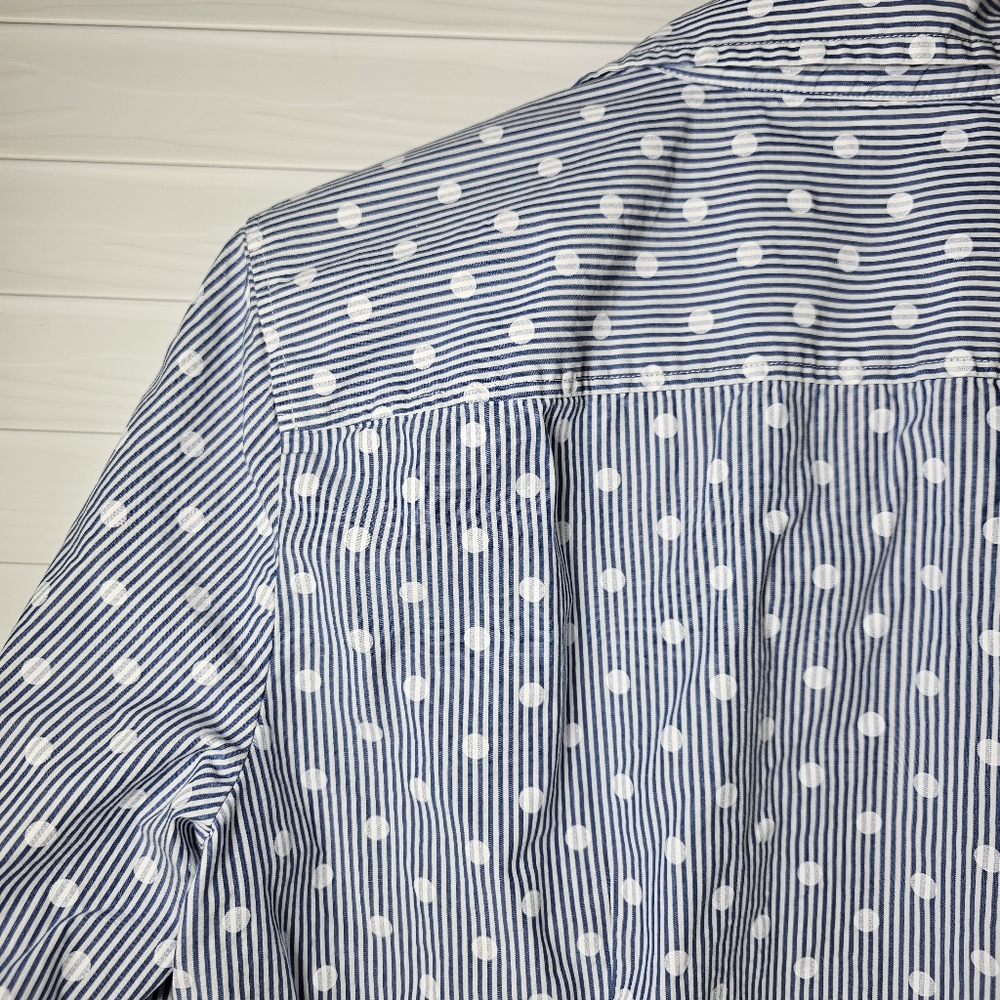 TALBOTS Striped Polka-dot Button-Down Shirt - Picture 5 of 13